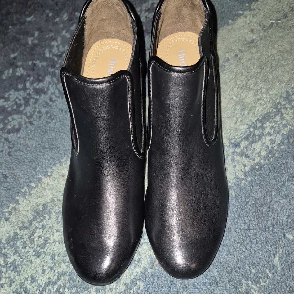 Hush Puppies Black Leather Ankle Boots